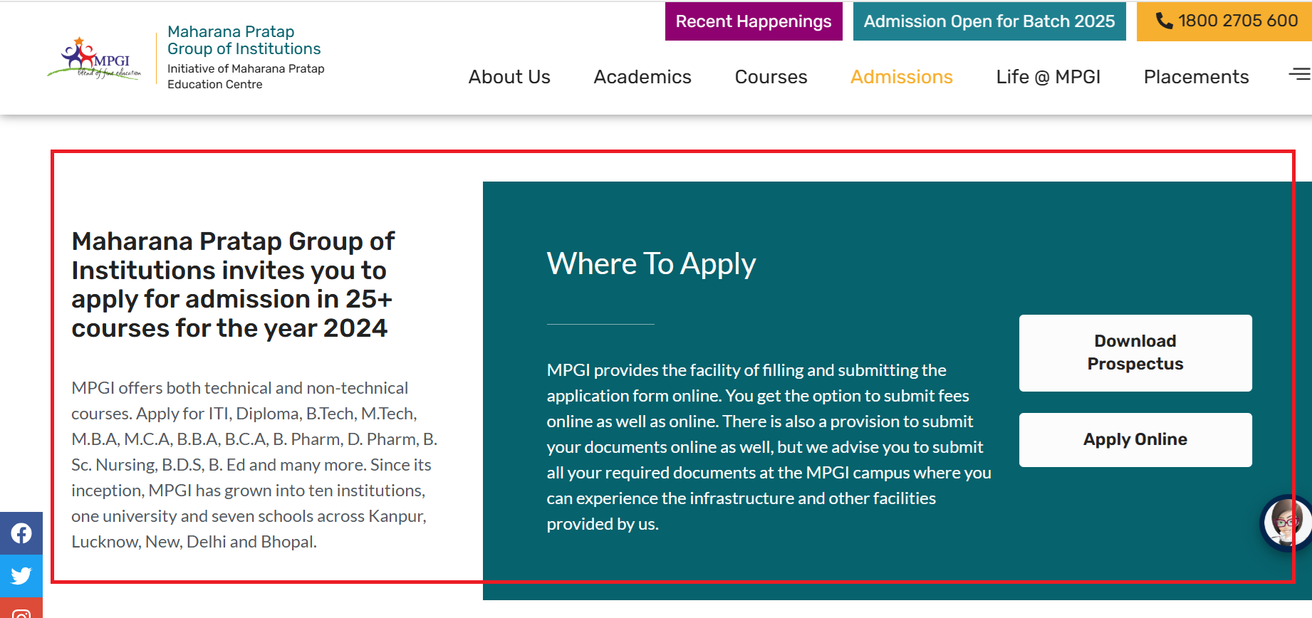 Maharana Pratap Group of Institutions Has Opened Admission for Multiple Program