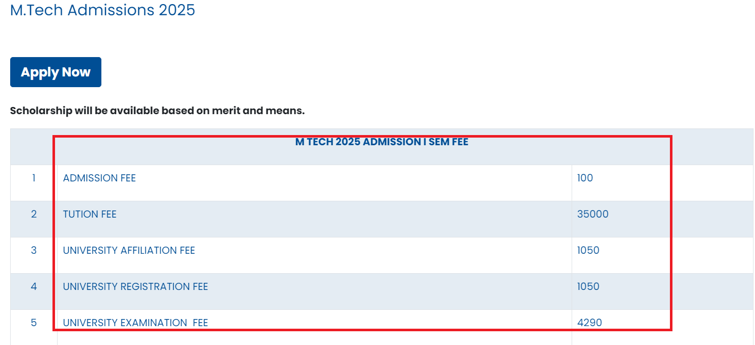 FISAT MTech admission open 2025 check fees here