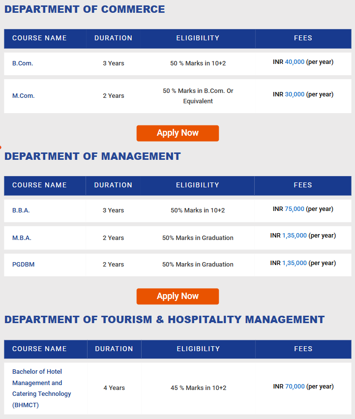 Fee Structure 2025 (As per website)-