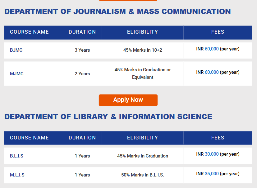 Fee Structure 2025 (As per website)-