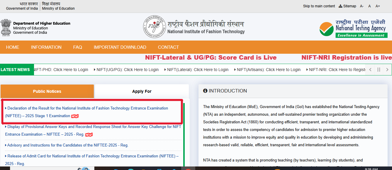 NIFT RESULTS