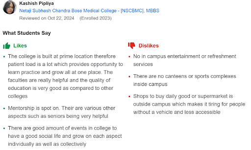 NSCBMC Jabalpur Student Review