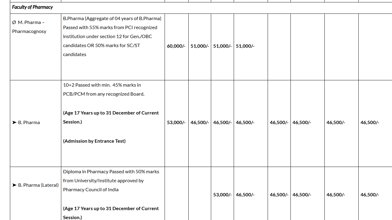 Fee Structure