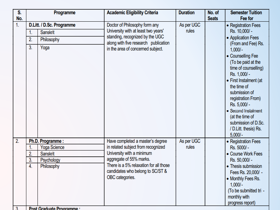 fee structure