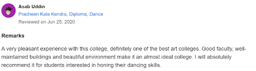 Pracheen Kala Kendra Chandigarh Student Review
