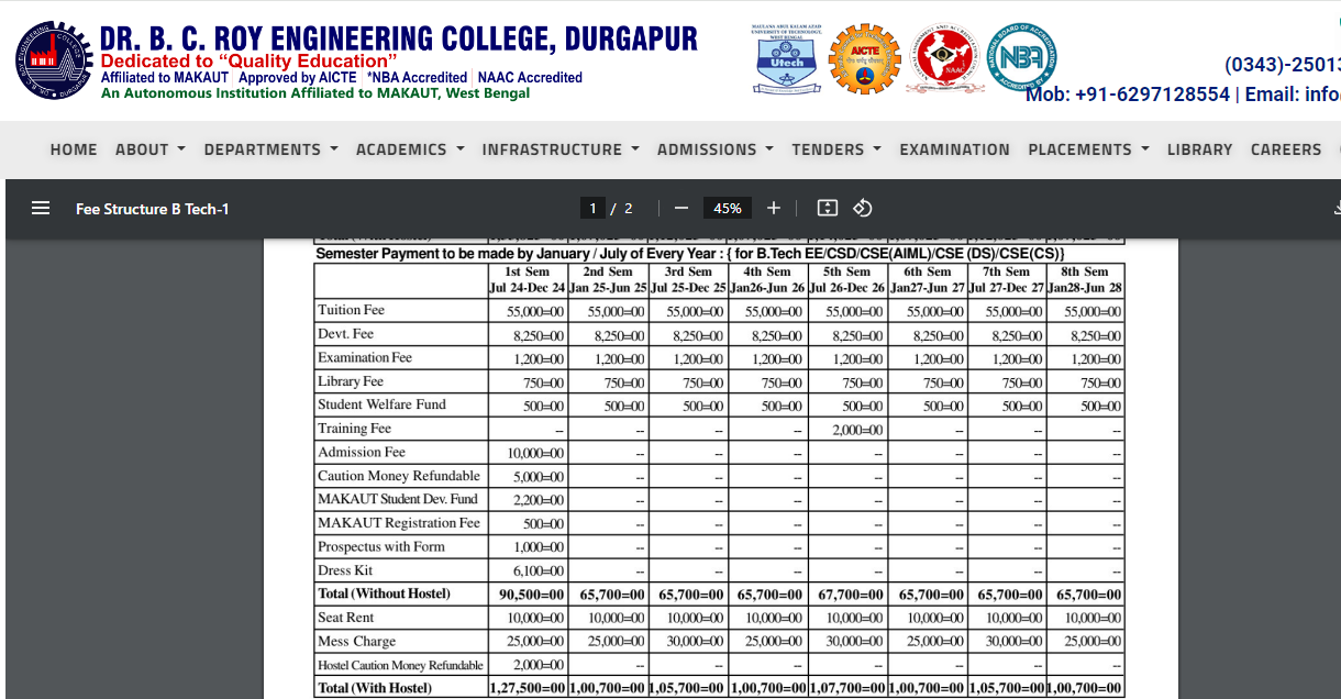 B.Tech Fee Structure