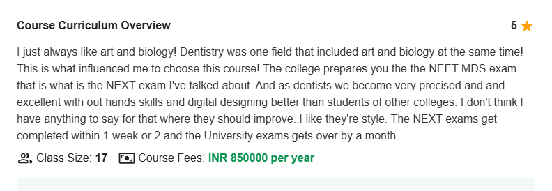 Saveetha Dental College & Hospital Student review