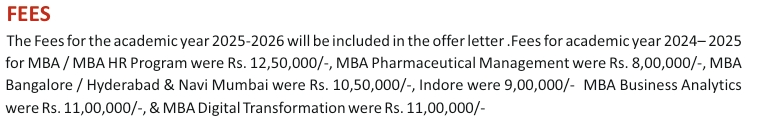 MBA Fee Structure