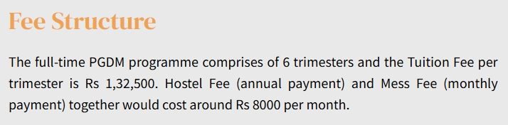 PGDM Fee Structure