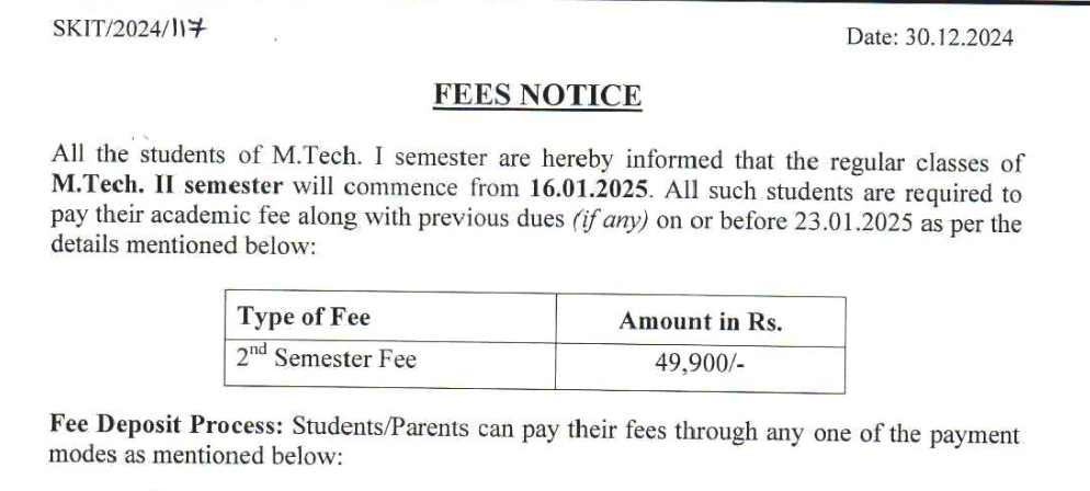 Fee Structure 2025 (As per website)-