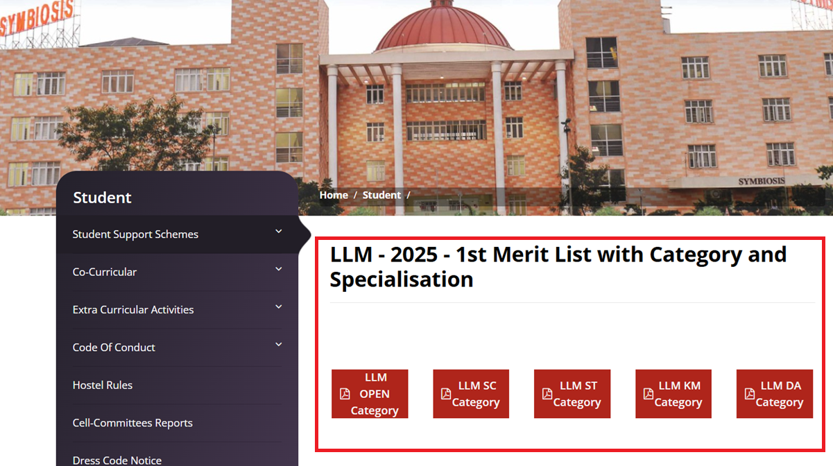 SLS LLM 1st Merit List 2025