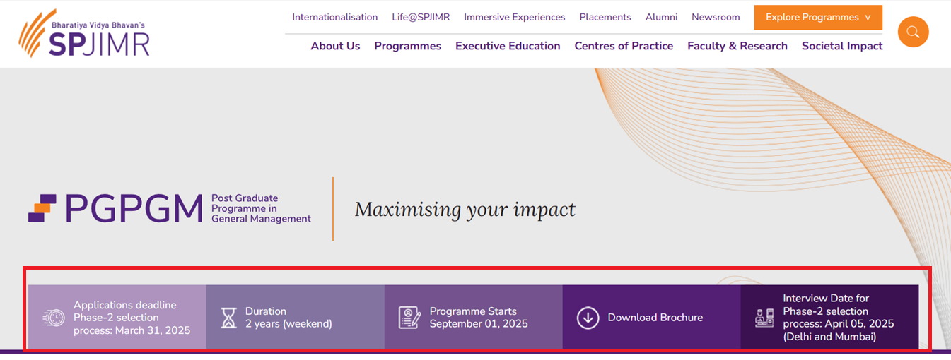 SPJIMR PGPGM Admission 2025