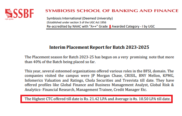 SSBF Placement Report 2025