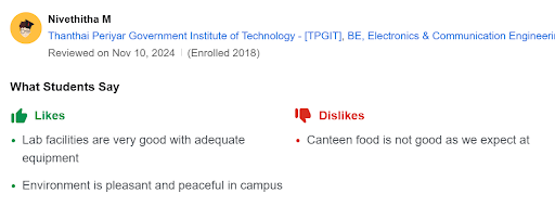TPGIT Vellore Student Placement Review