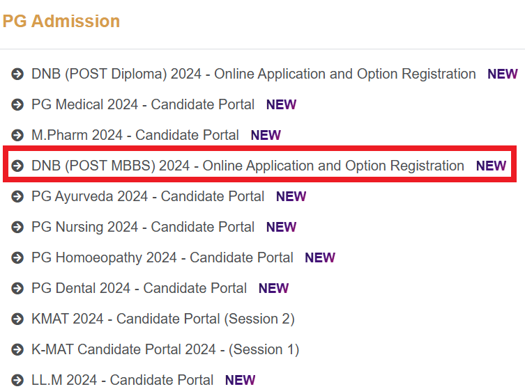 CEE Kerala  Admission for DNB Course (Post MBBS)