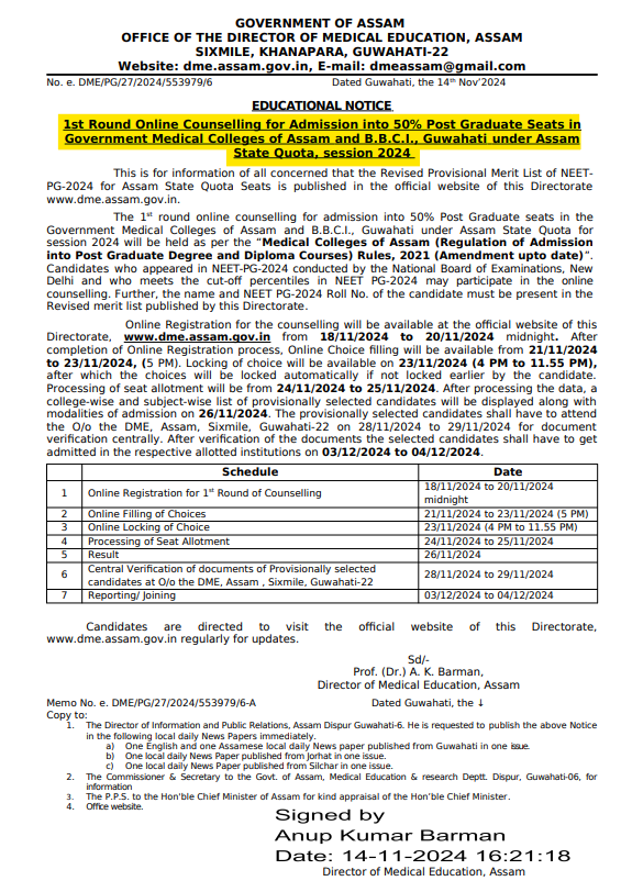 Assam Neet Pg Counselling 2024: Choice Filling Open, Check Complete 