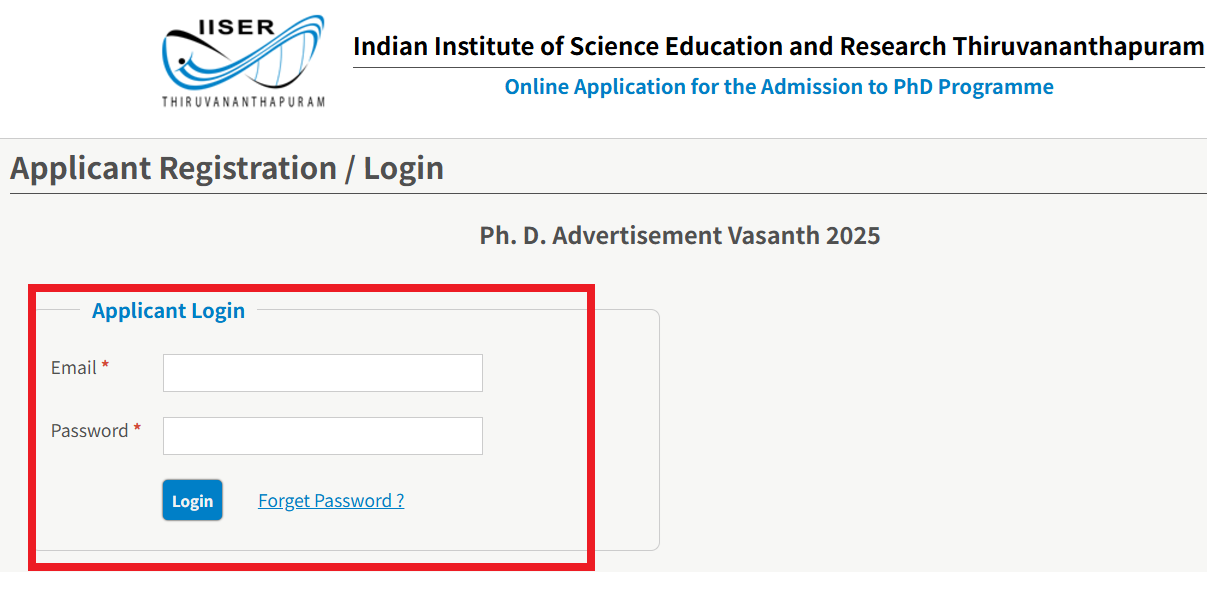 IISER TVM started PhD admission