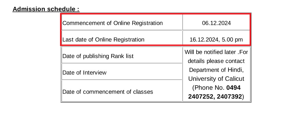 Calicut University Opens Admissions for Part-Time Hindi Courses