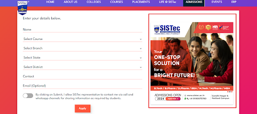 SISTec Admission Portal