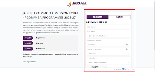 Jaipuria Institute of Management Admission Portal