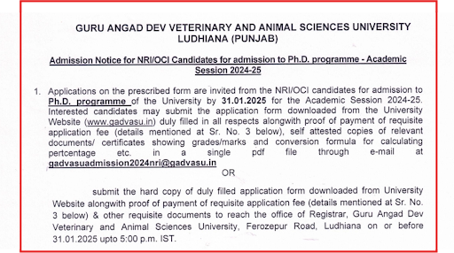 GADVASU Notice