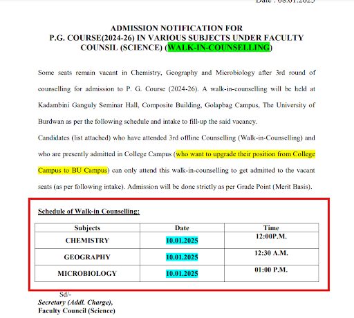 University of Burdwan Notice