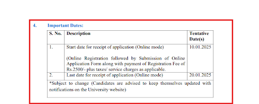 IPU Msc Admission Important Dates