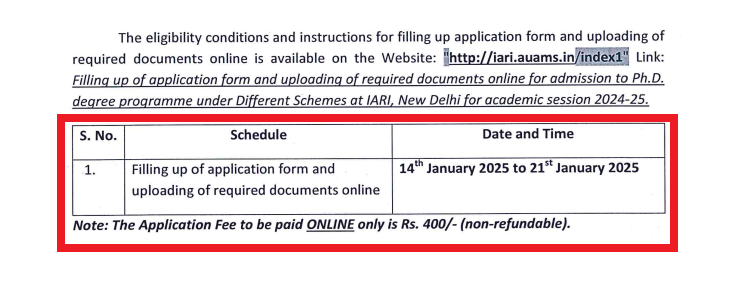 IARI PhD admission