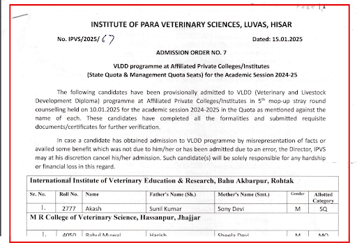 LUVAS VLDD Merit List