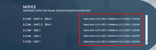 MSCAS Last Application Date