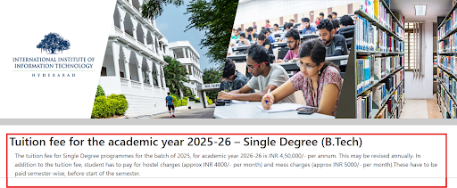IIIT Hyderabad BTech Course Details