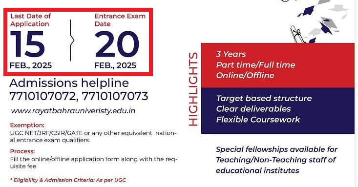 Rayat Bahra University PhD Admission 2025