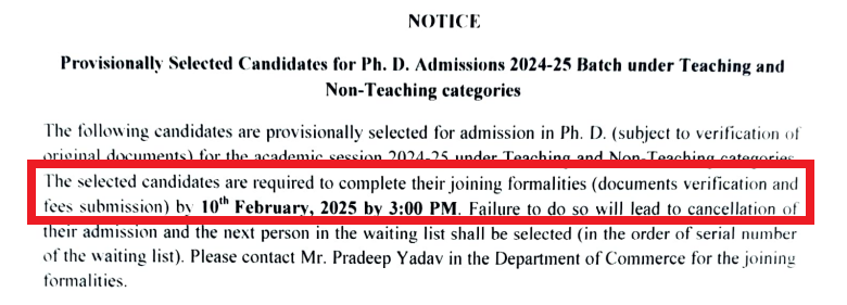 Delhi University PhD Admission
