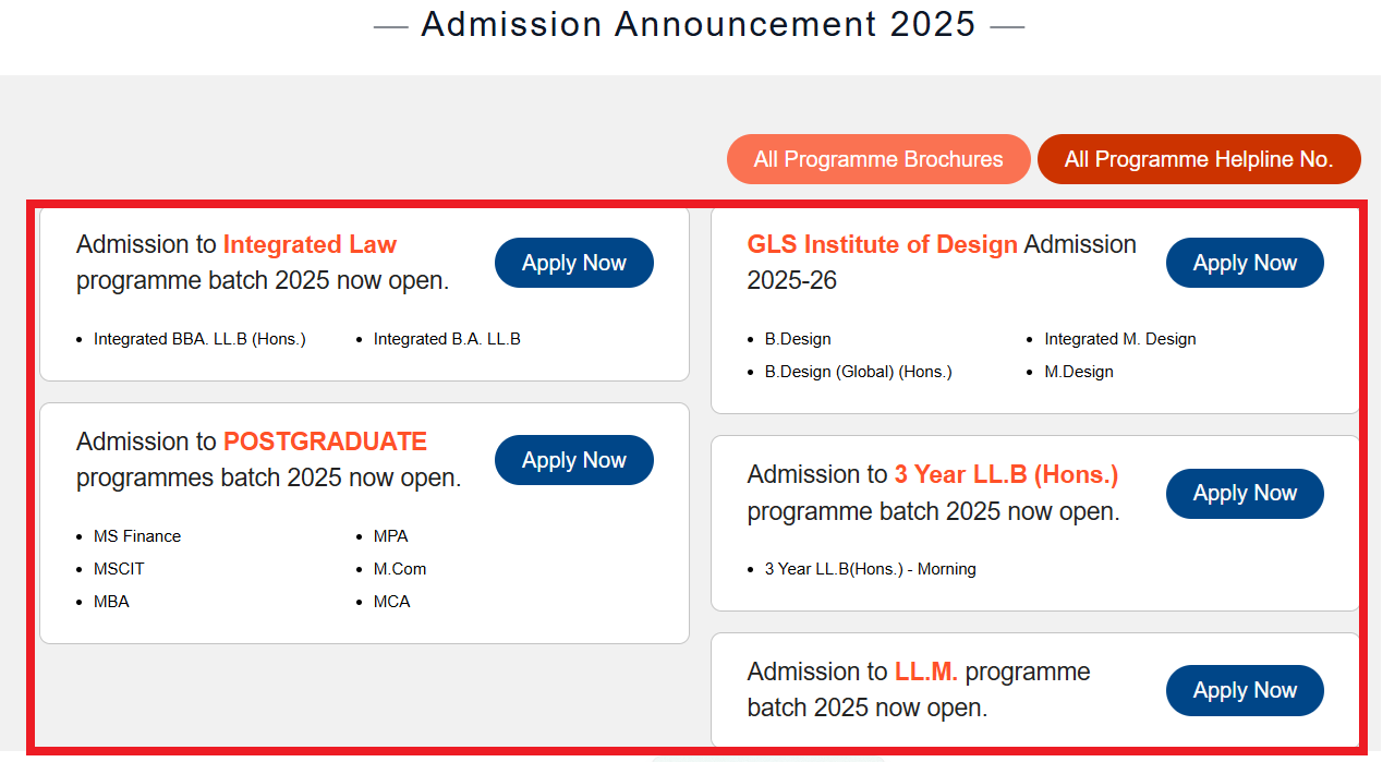 GLS University Admission 2025