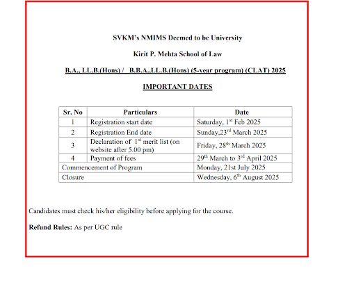 NMIMS Notice