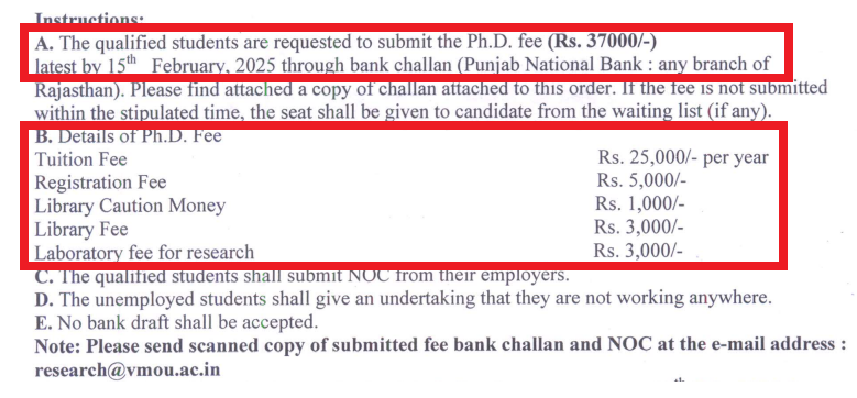 VMOU PhD Admission 2025