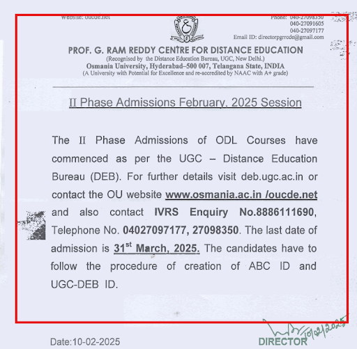 Osmania University Notice