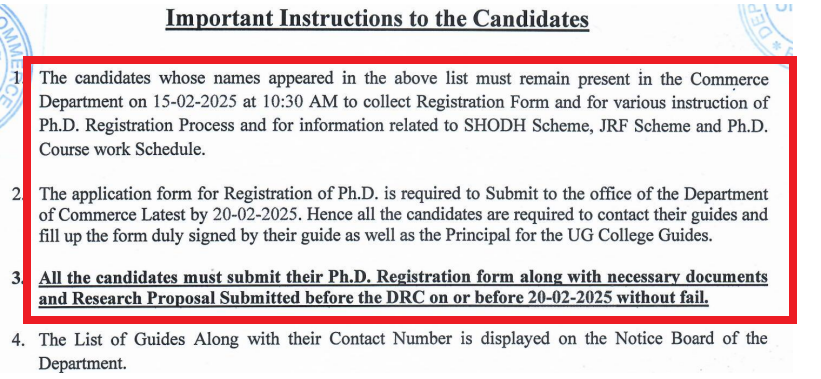 Saurashtra University PhD Selection List