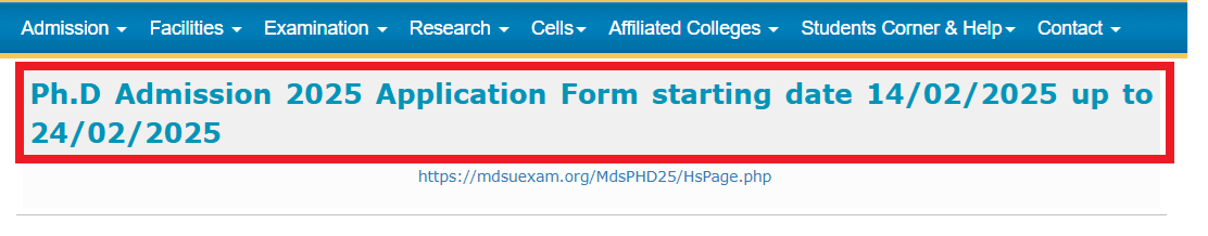 MDSU PhD Admission 2025