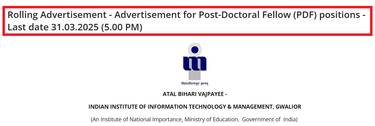 ABVIIITM Gwalior PDF admission open