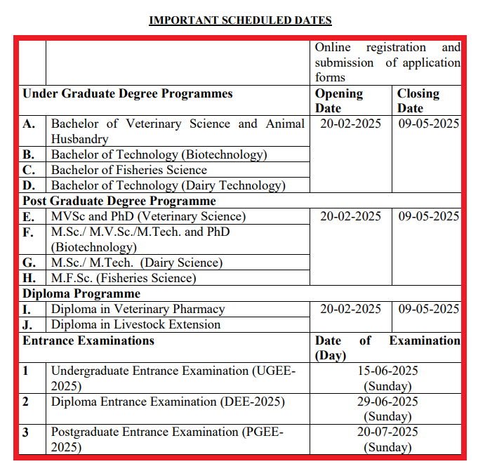 DUVASU UG/PG Admission 2025
