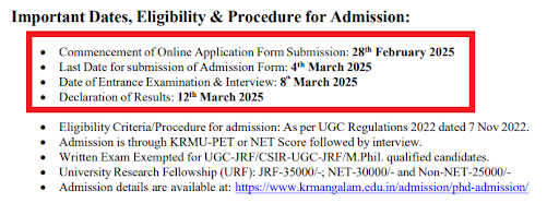 K.R. Mangalam University PhD Admission 2025