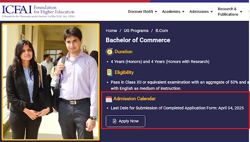 IFHE B.Com Admission Details