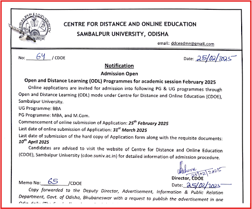 Sambalpur University ODL Program Admission