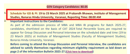 BHU MBA Admission 2025 