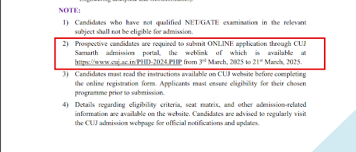 CIJ PhD Admission Schedule