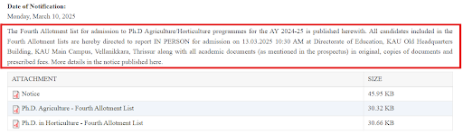 KAU PhD Fourth Admission List