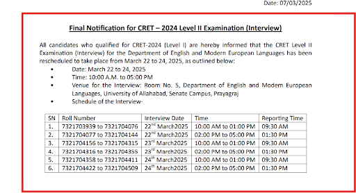 AU Cret Level 2 Schedule