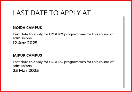 Amity University Admission Schedule