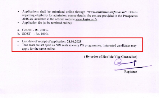 KUFOS PG and PhD Program